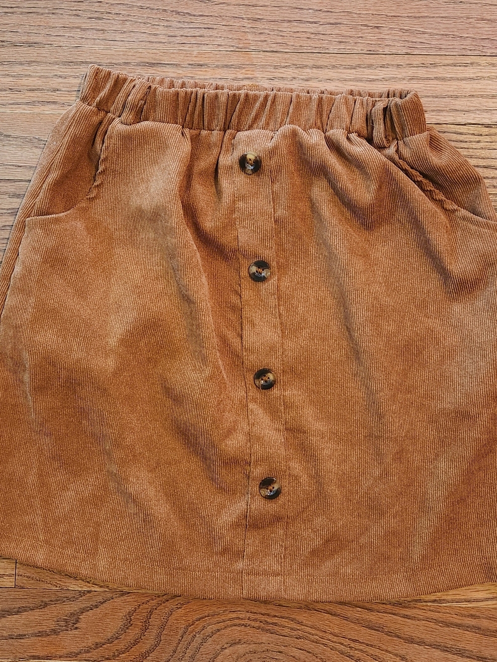 SHEIN Brown Corduroy Button-Front Mini Skirt